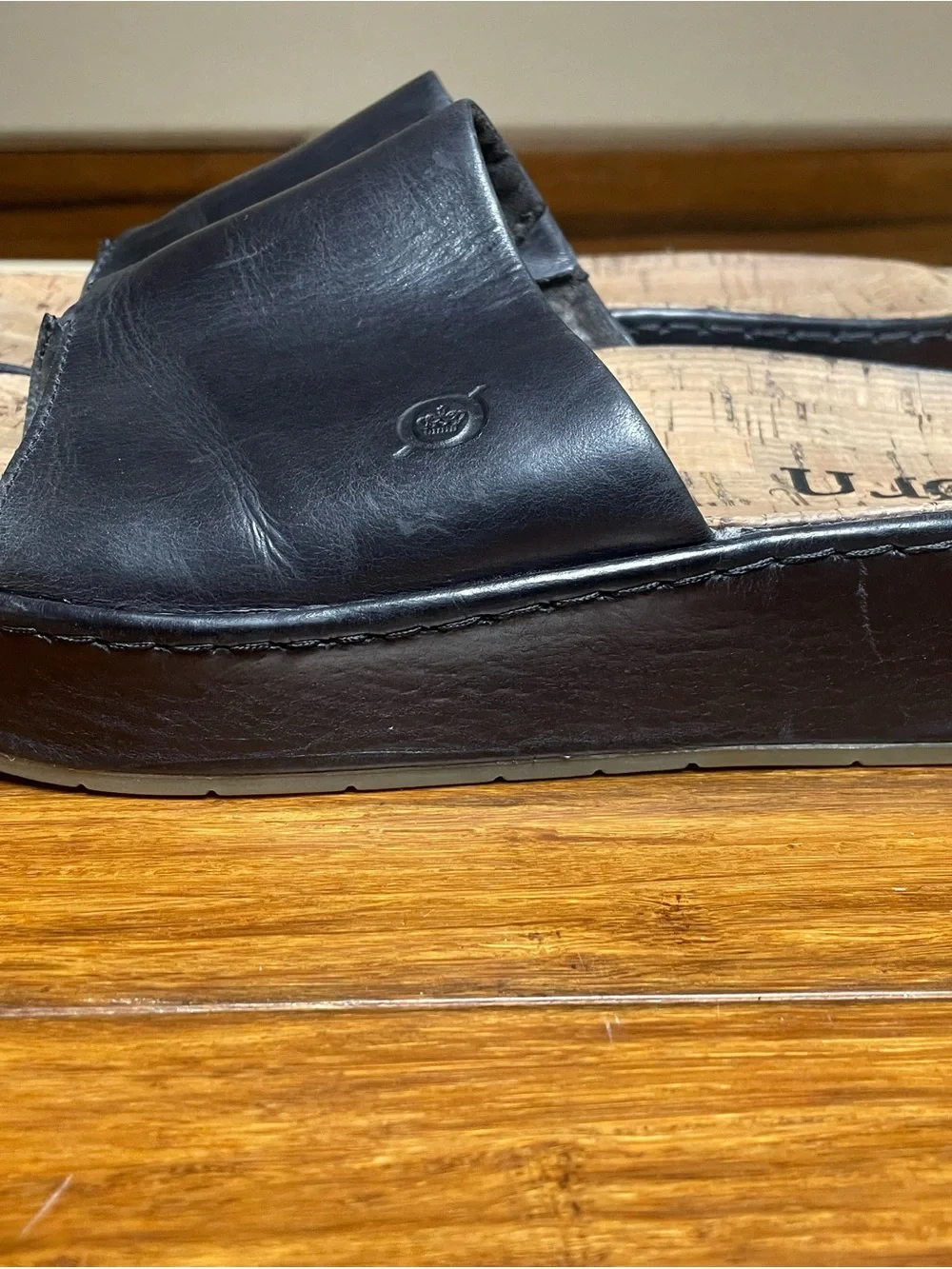 Born Black Leather Men’s Slide Sandals